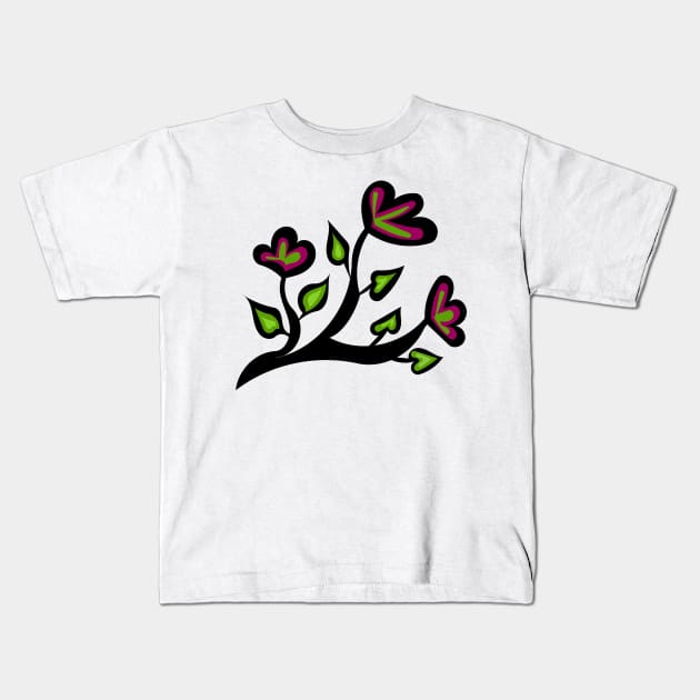 Ojibwe Floral Beadwork Indigenous WAWEZHI CANADA Kids T-Shirt by WAWEZHI